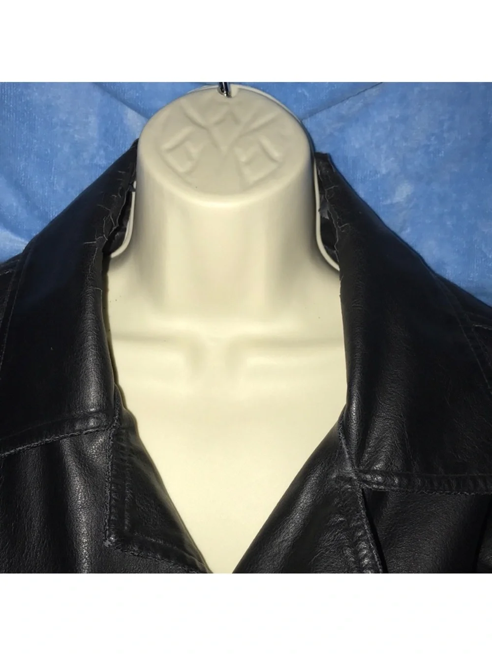 Simon Clark London large Black Button-Front Coat damaged around collar